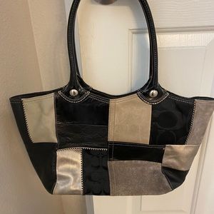 Coach Bleecker Patchwork Multi-color Patent Leather & Suede Tote F14045